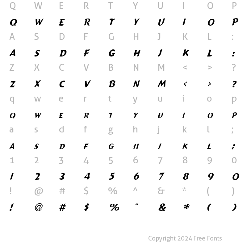 Character Map of GremlinCaps Italic