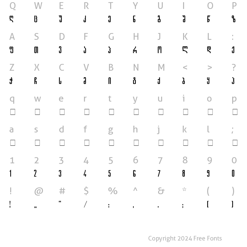 Character Map of Gremy-ITV Regular