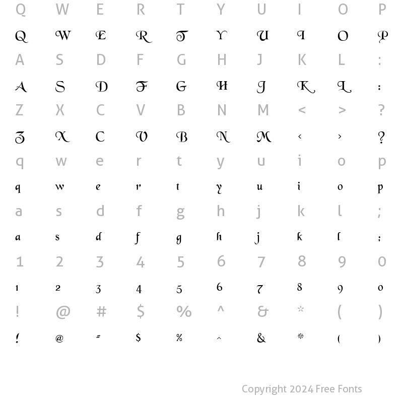 Character Map of GrenelefeScriptSSK Regular