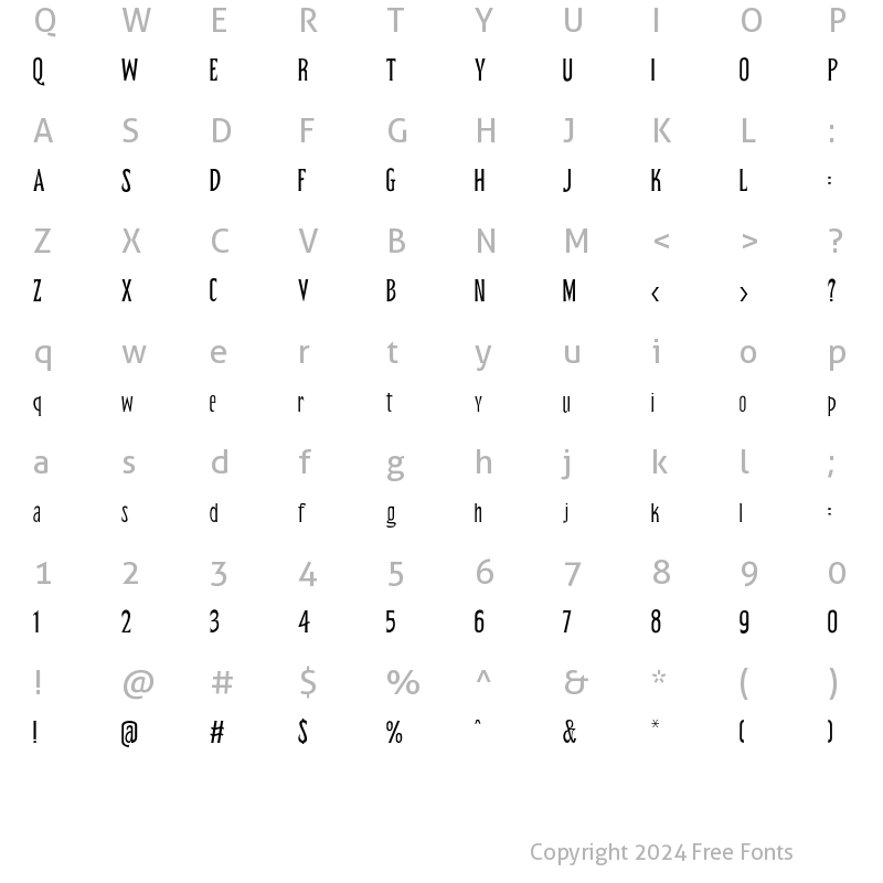 Character Map of GrewmoonLight Regular