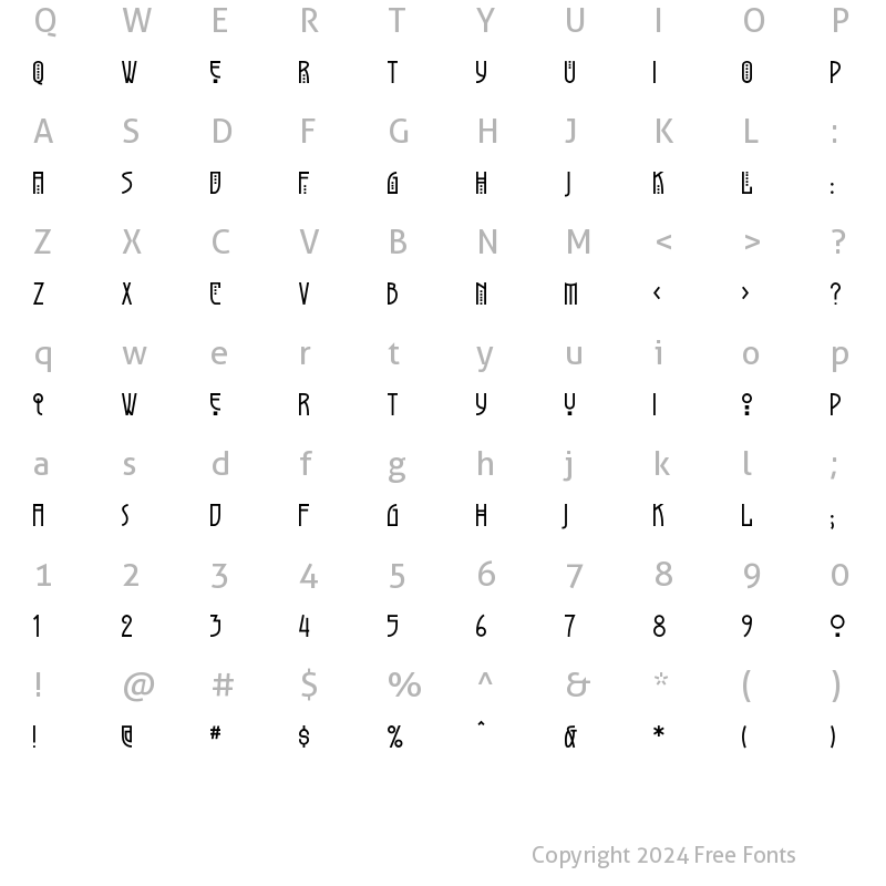 Character Map of Greyhound Regular