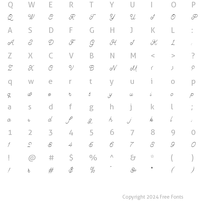 Character Map of GreyhoundScript Regular