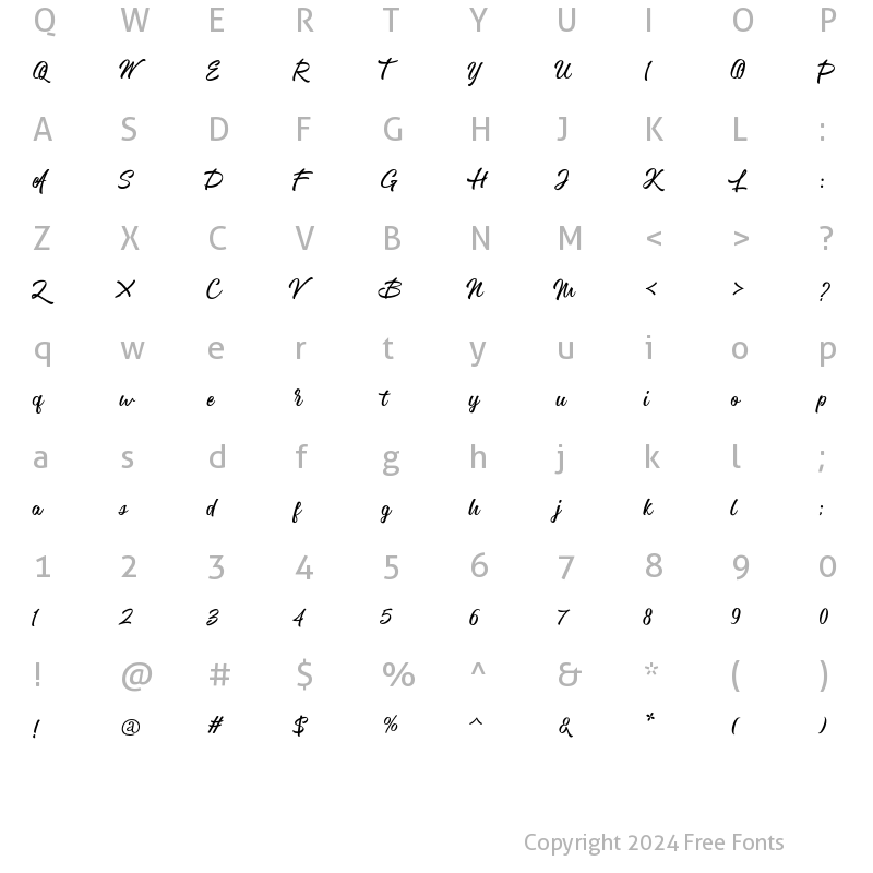 Character Map of Greylock Regular