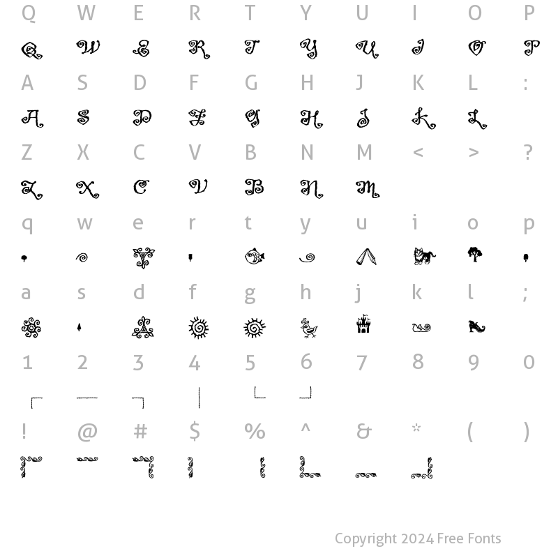 Character Map of GreymantleExtras Regular