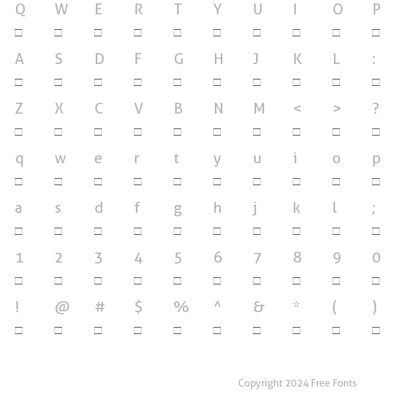 Character Map of GreymantleMVBAlternates Roman