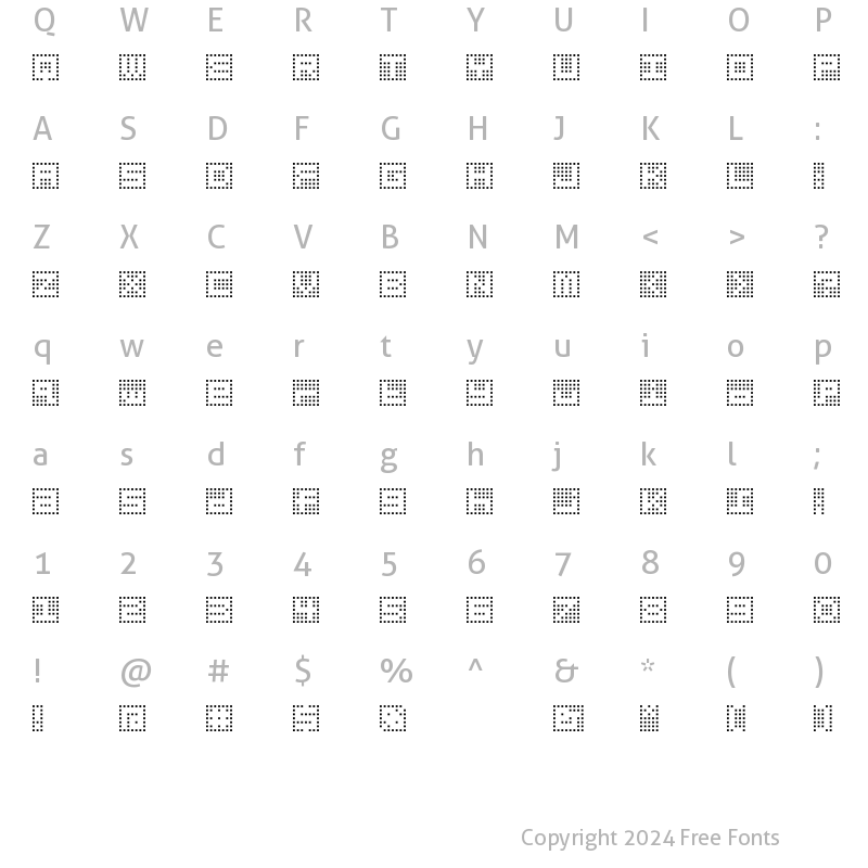 Character Map of Gridder NEG Regular