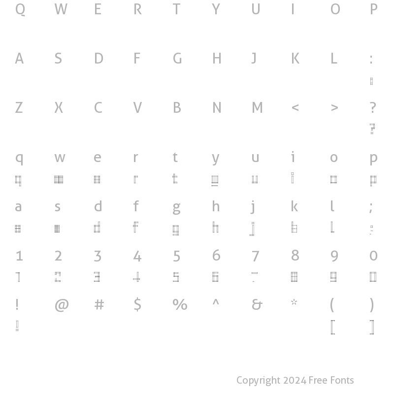 Character Map of GridNormal Regular