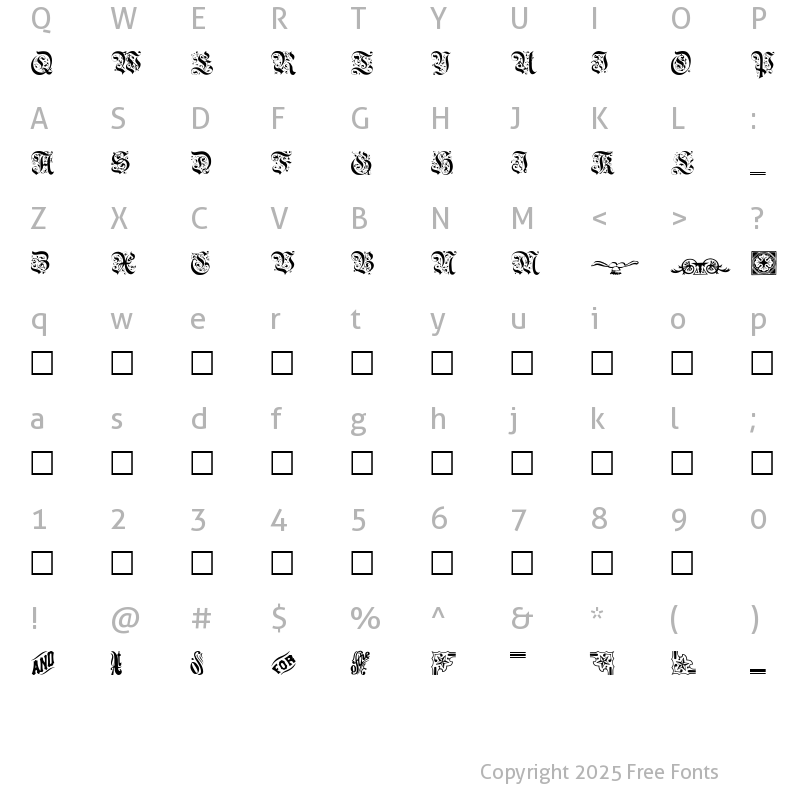 Character Map of GriffDinShi Regular