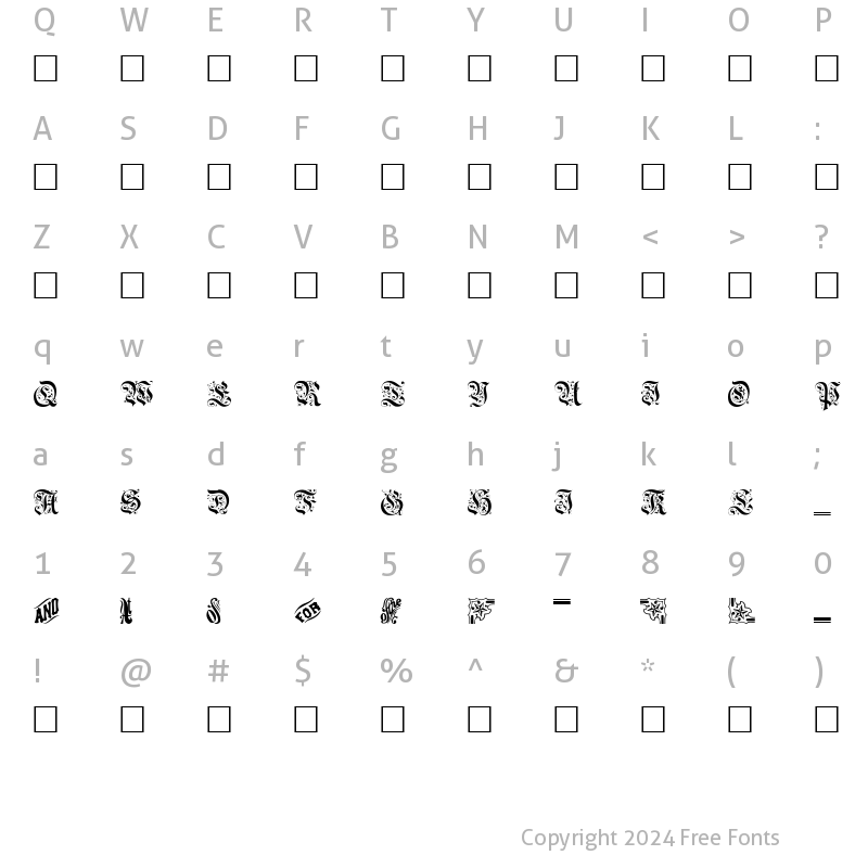 Character Map of GriffinTwo Plain