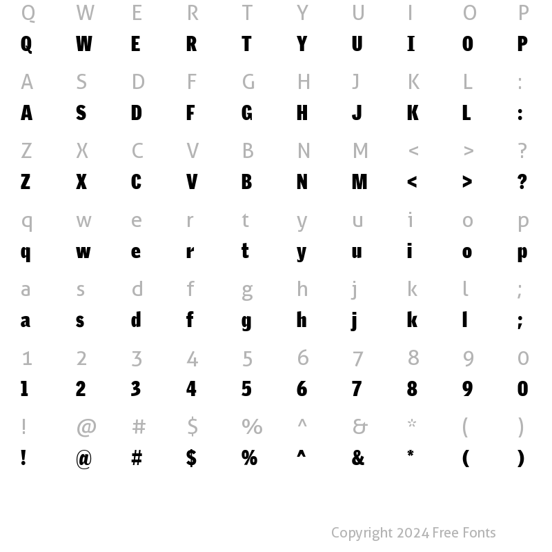 Character Map of GriffithGothic Cond Ultra Regular