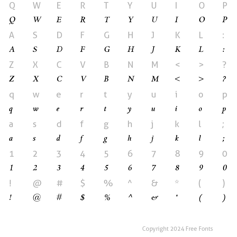 Character Map of GriffoClassico BoldItalic