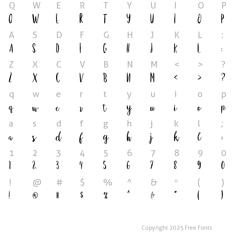 Character Map of grilboss Script Regular