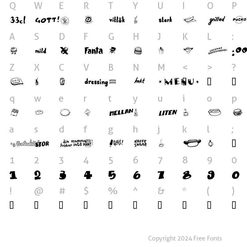 Character Map of Grill Sans Regular