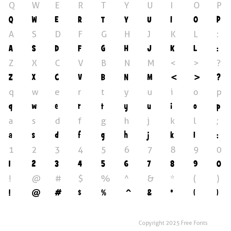 Character Map of GrilledCheese BTN Cn Bold