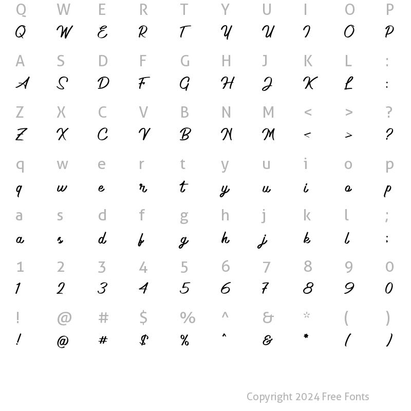 Character Map of Grimalkin Regular