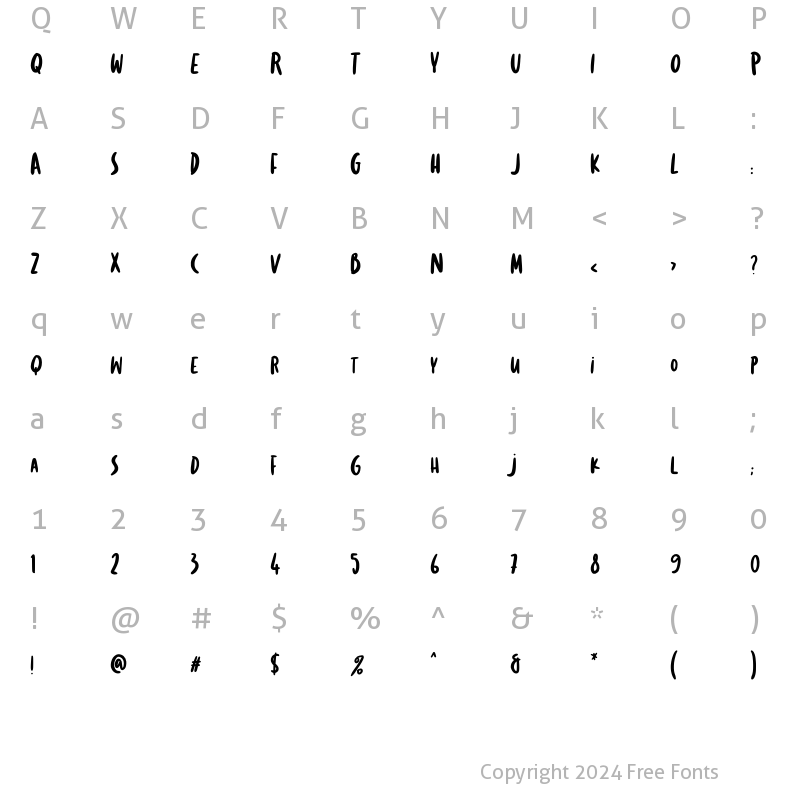 Character Map of Gringe Regular