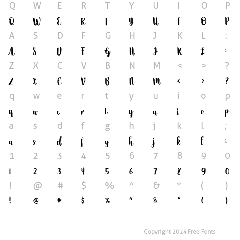 Character Map of Grinland Regular