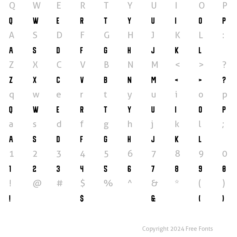 Character Map of Grip2X Regular