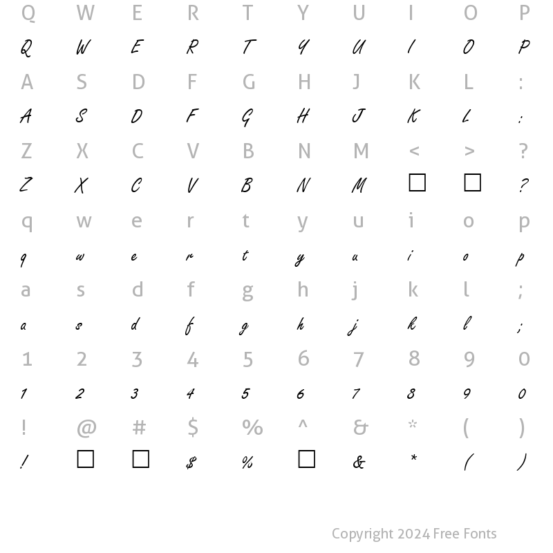 Character Map of Grisette Regular