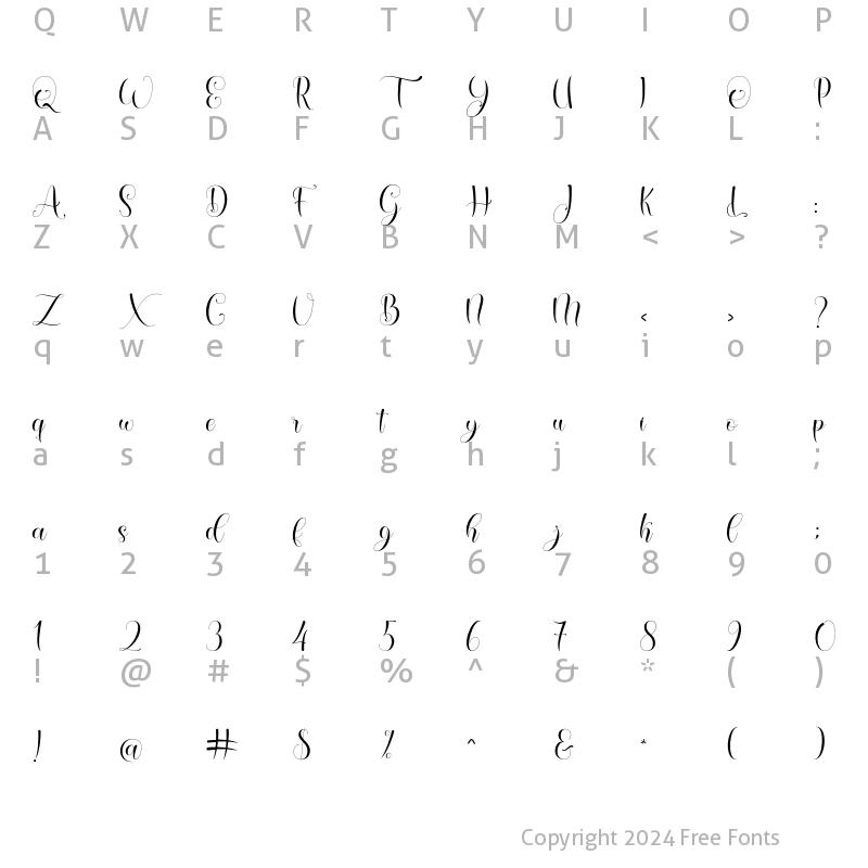 Character Map of Gritalina Script Regular