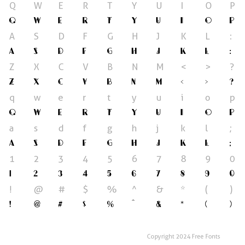 Character Map of Grock Regular