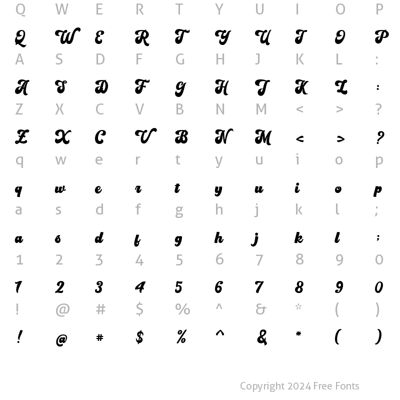 Character Map of Groenly Script Regular