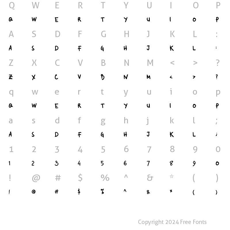 Character Map of Groomer Regular