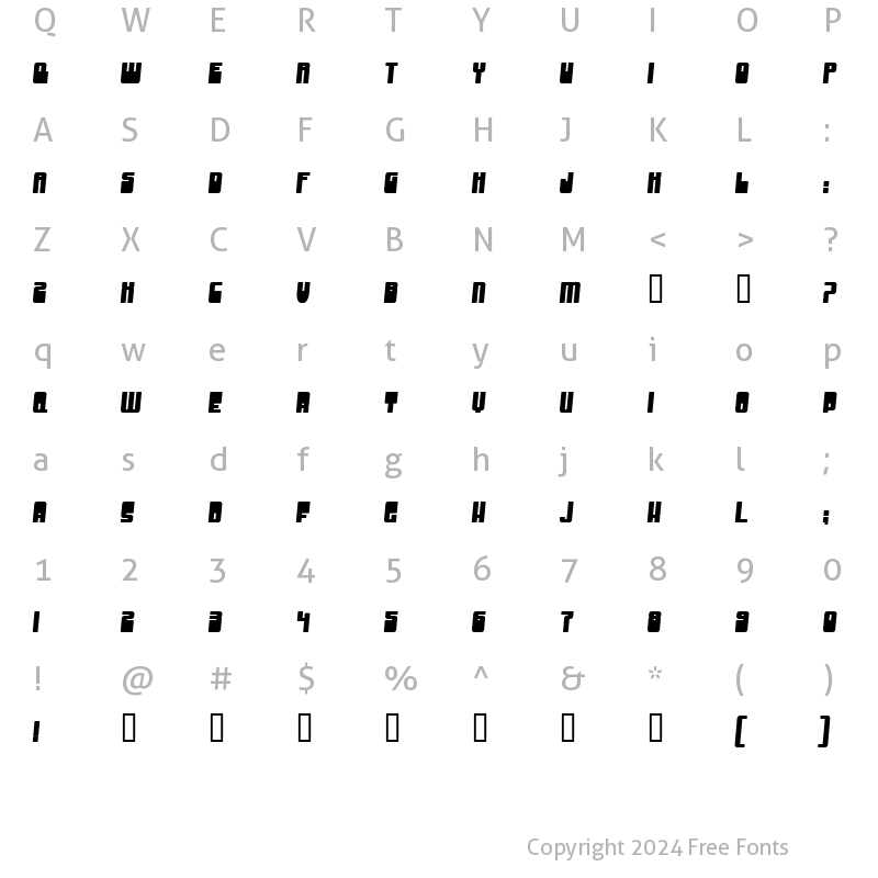 Character Map of Groove Machine Bold