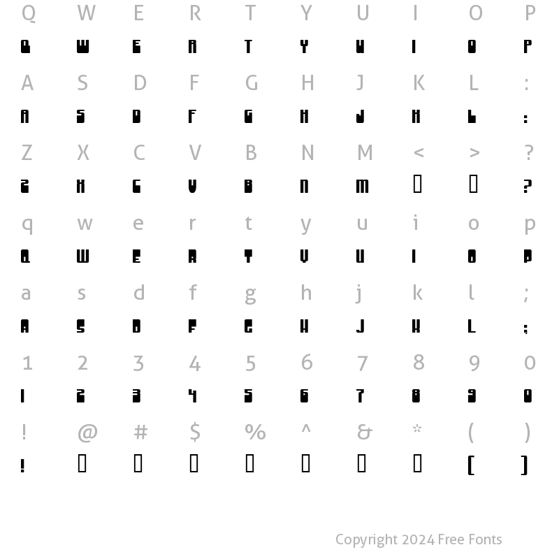 Character Map of Groove Machine Upright Regular