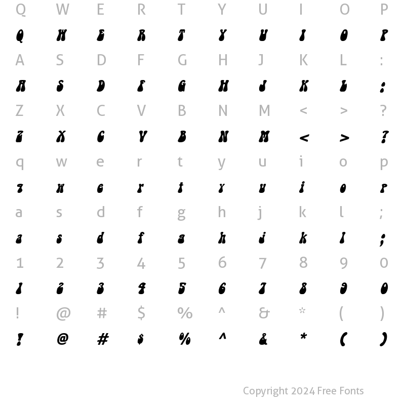 Character Map of Groovy Italic