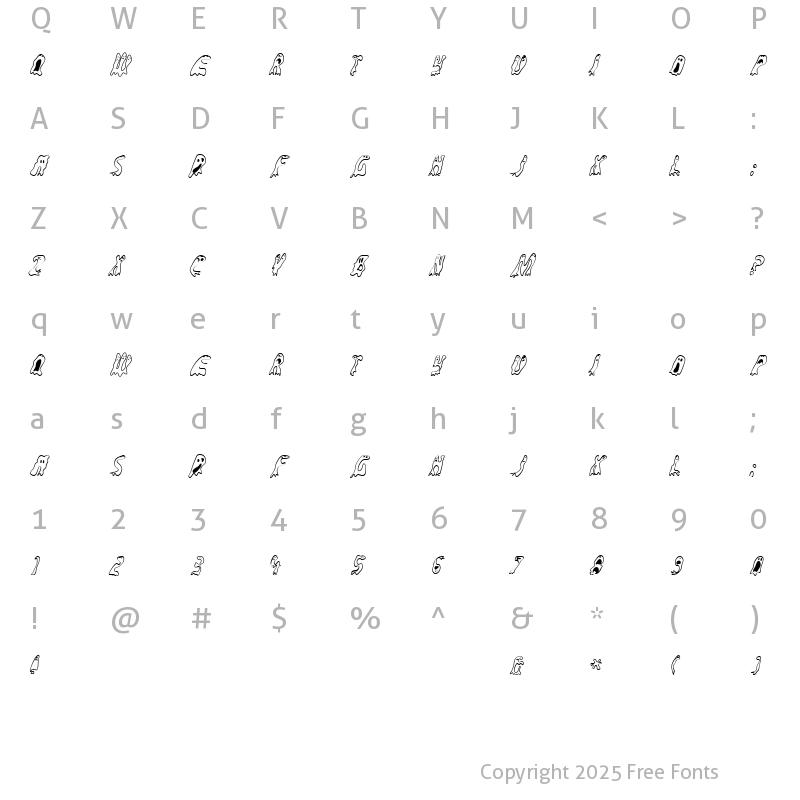 Character Map of GroovyGhosties Regular