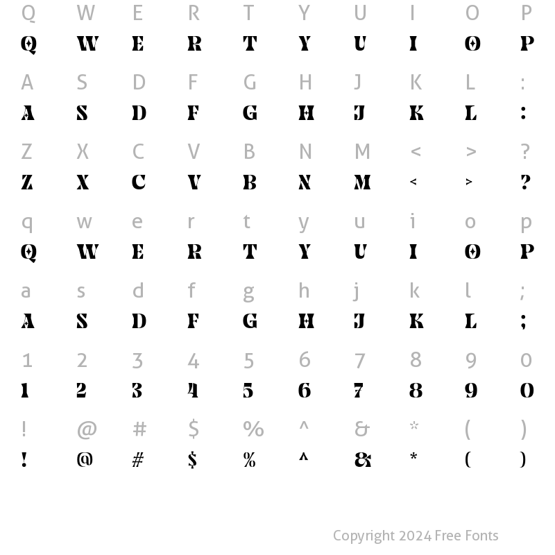 Character Map of Grosfer Regular