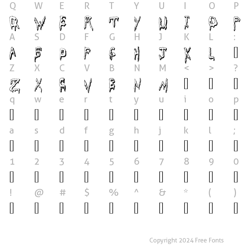 Character Map of Grossout Shadow Regular