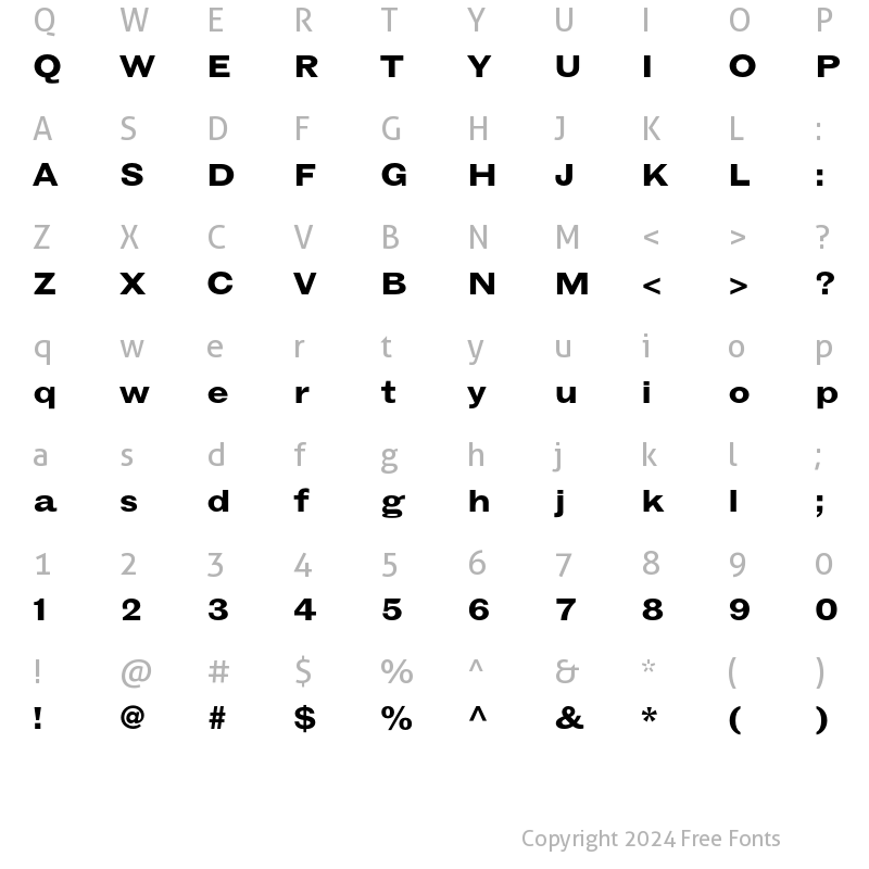 Character Map of Grotesque Disp MT Std Bold Ext