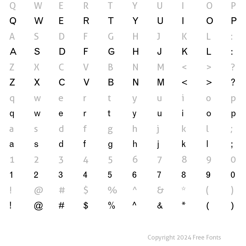 Character Map of Grotesque MT Regular