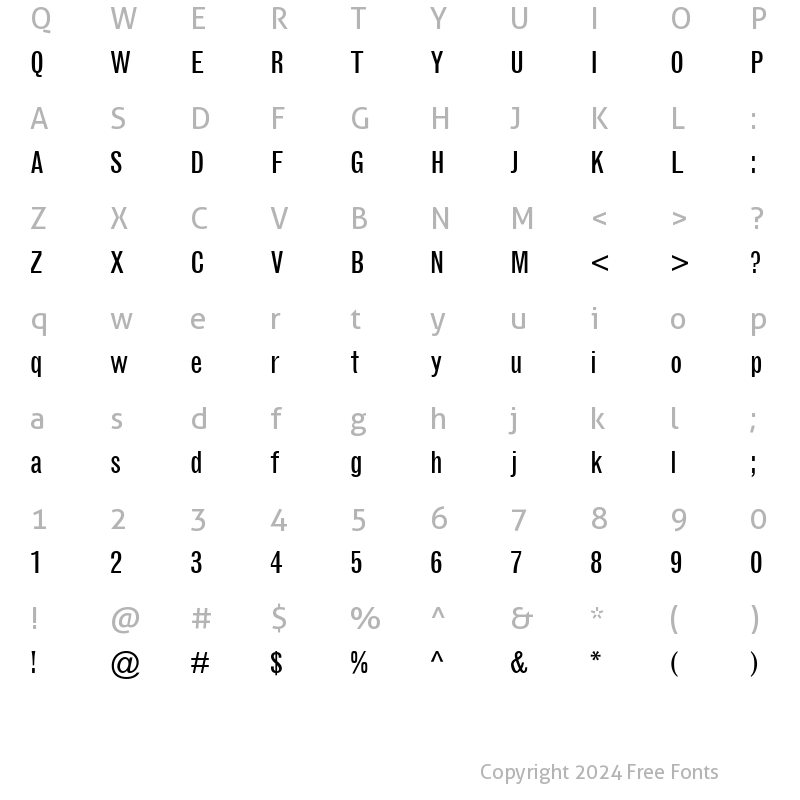 Character Map of GrotesqueMT-Condensed Roman