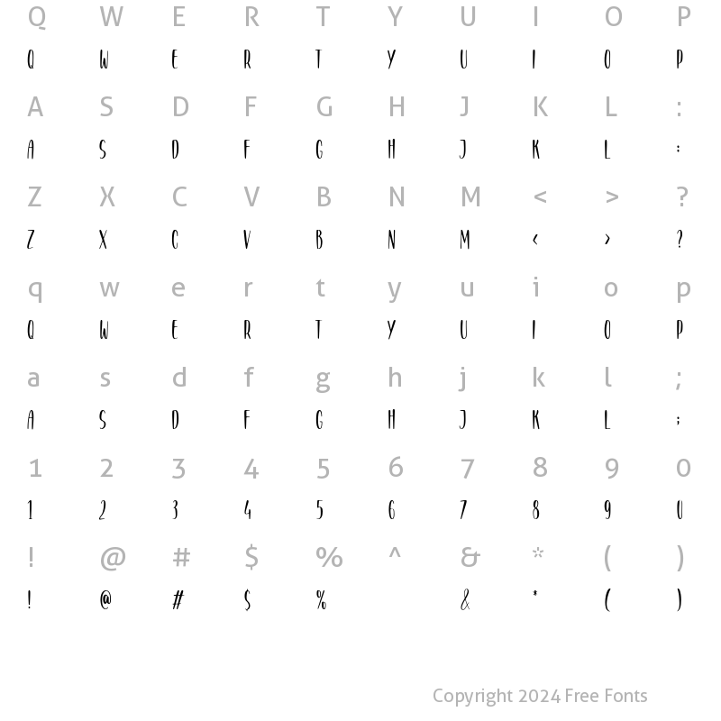 Character Map of GROVELANE Regular