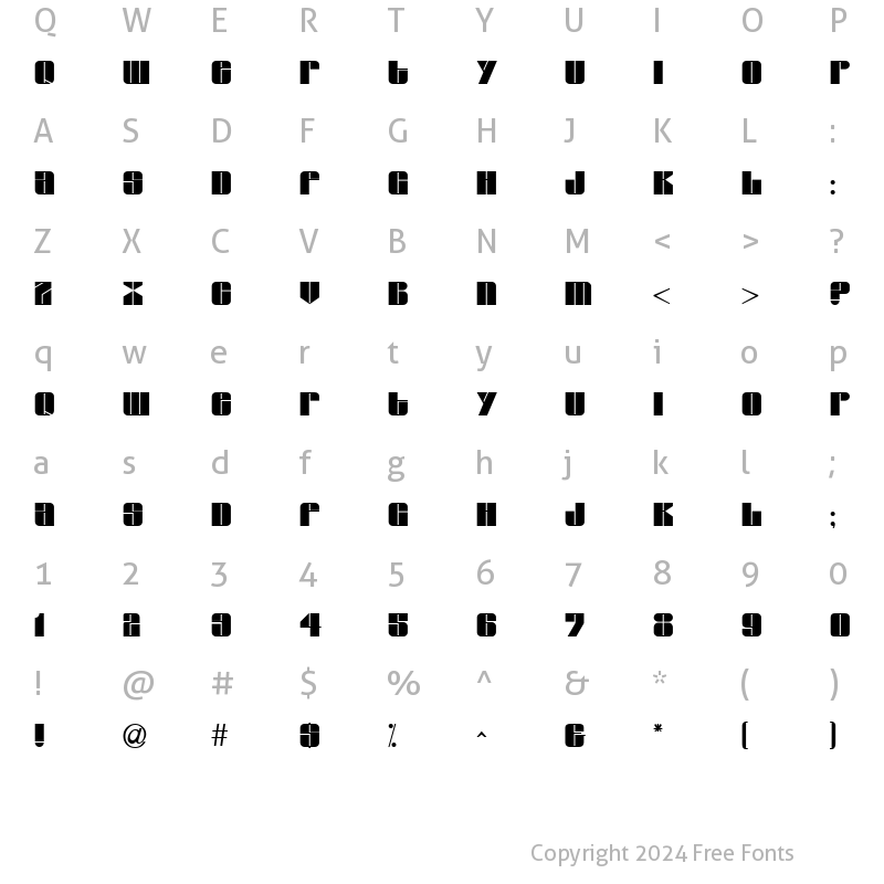 Character Map of Grover Regular