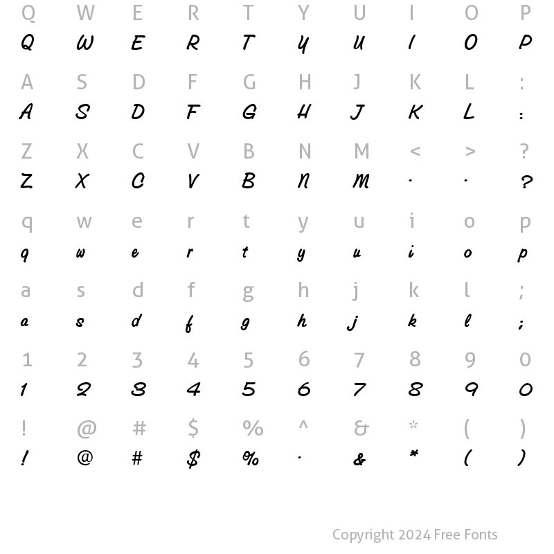 Character Map of GroveScriptBold Roman