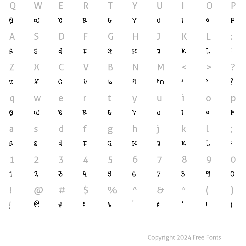 Character Map of GROW UP Regular