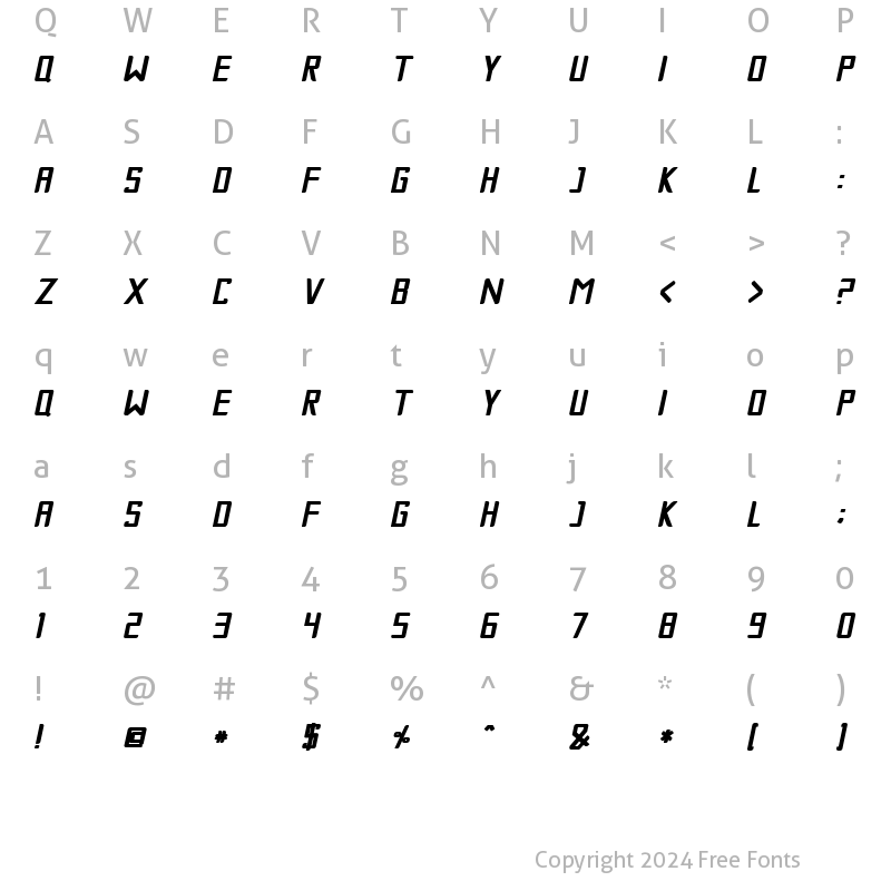 Character Map of Gruda Bold Italic