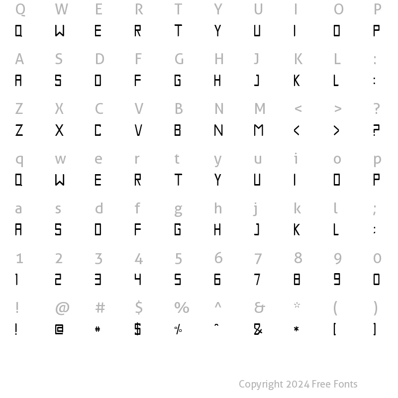 Character Map of Gruda Thin Regular