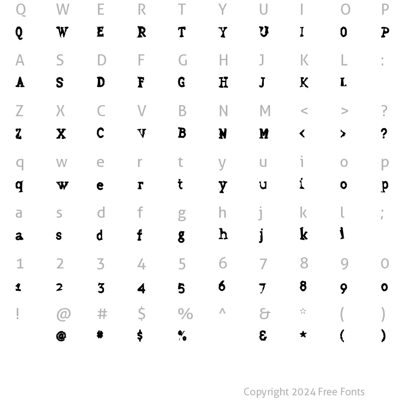 Character Map of Grudge Regular