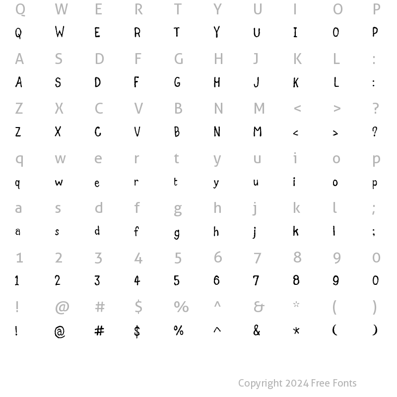 Character Map of Grumble Regular