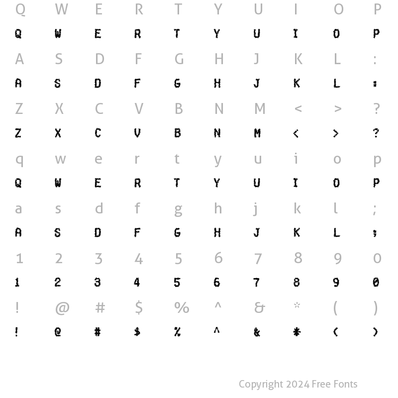 Character Map of Grumpybutt Regular