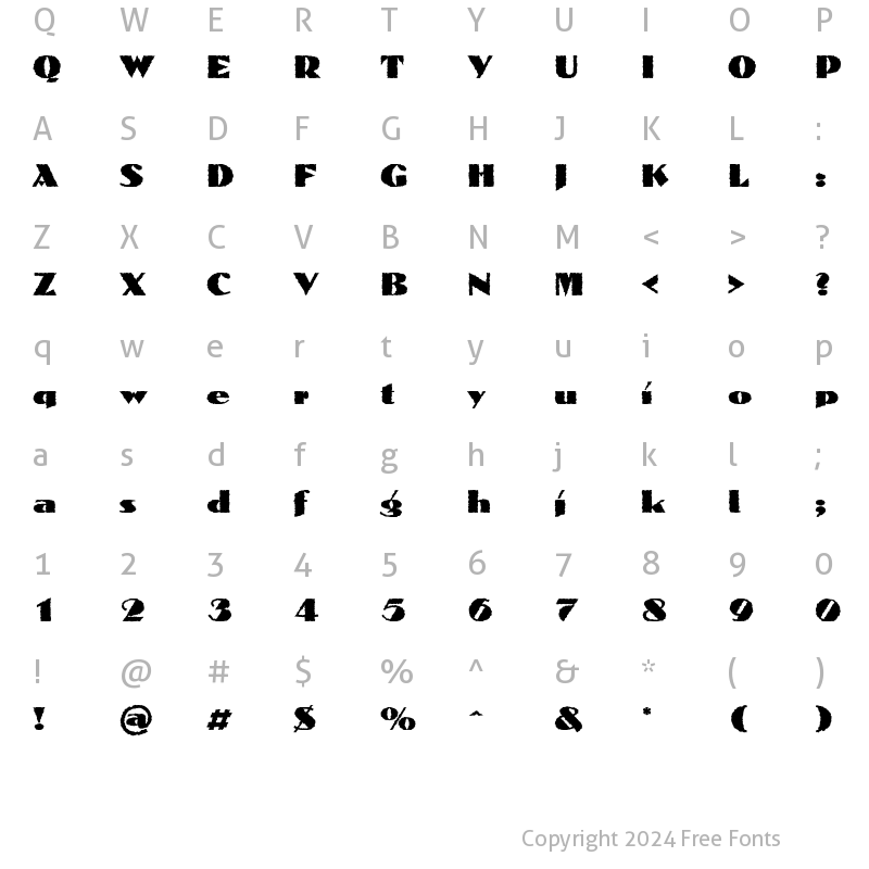 Character Map of Grunge Domain Normal Regular