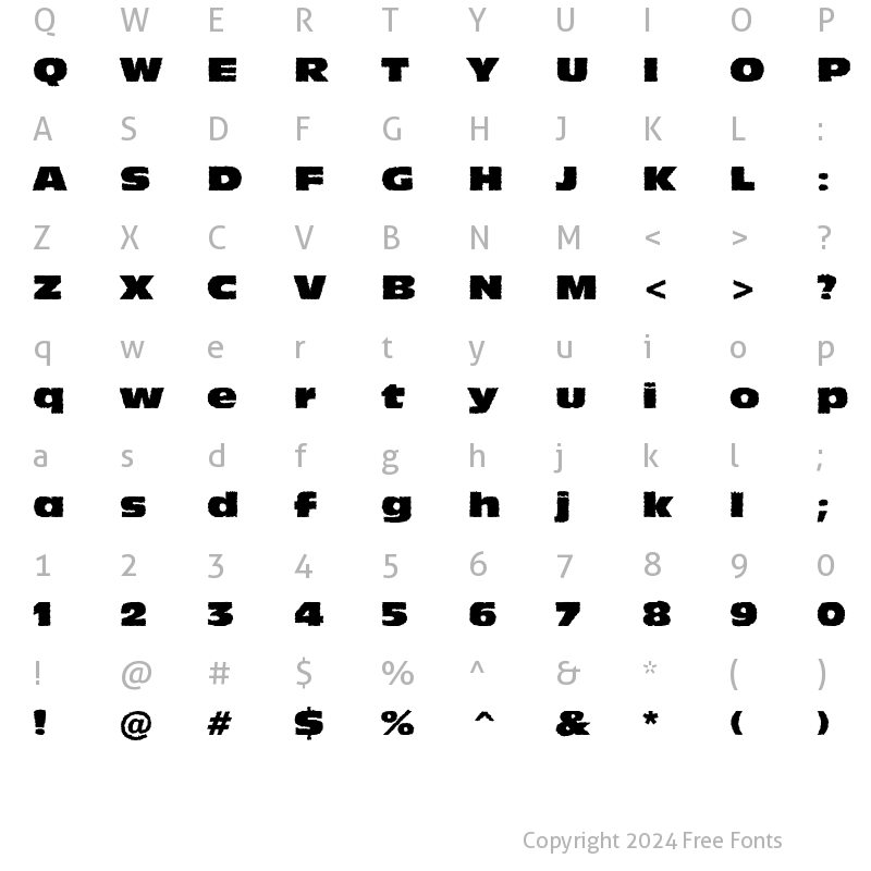 Character Map of Grunge Olivoy Heavy Regular
