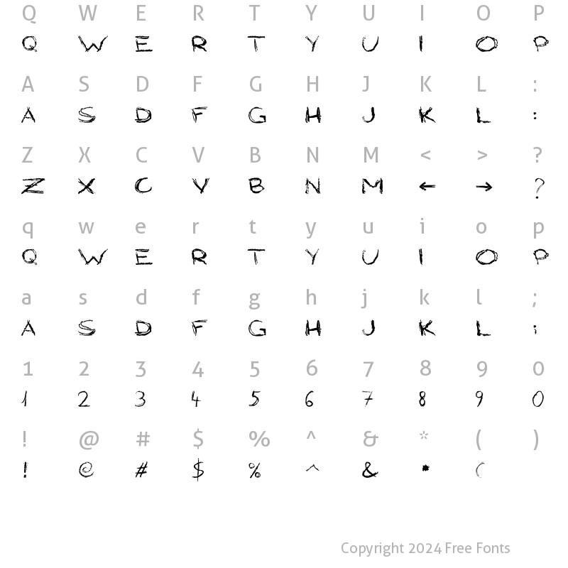 Character Map of Grungy Style Regular