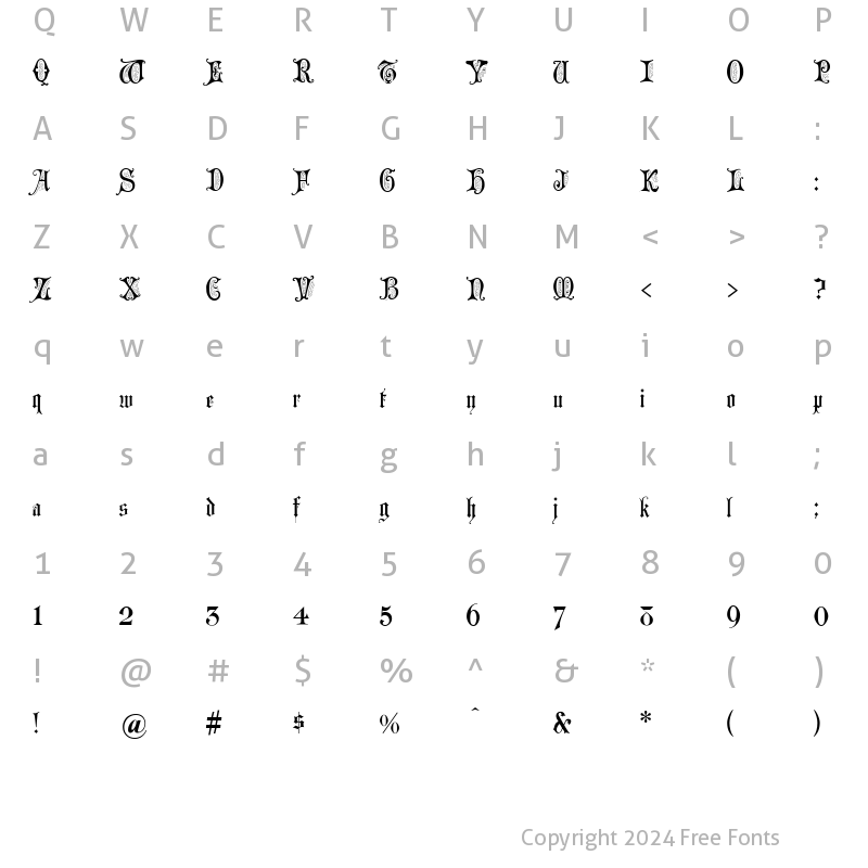 Character Map of Grusskarten Gotisch Regular