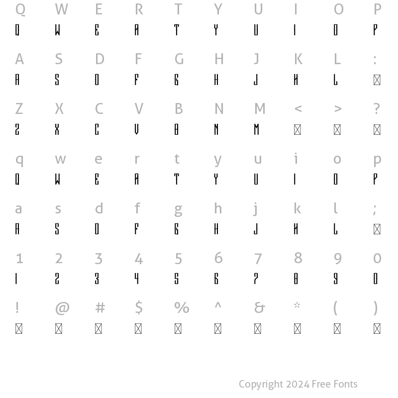 Character Map of GRVS Insurrection Regular